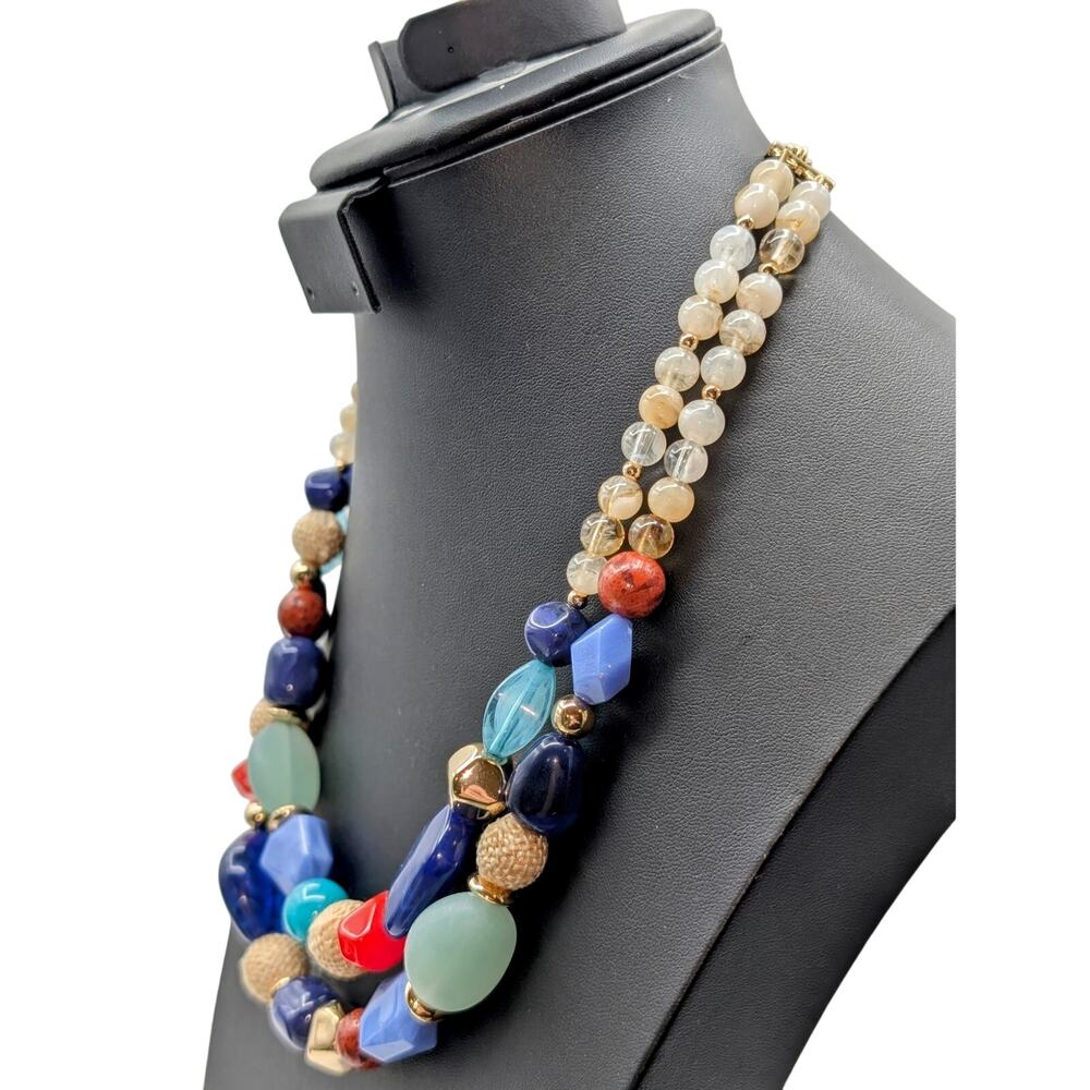 Multi-Colored Acrylic Double Strand Necklace & Tw… - image 2